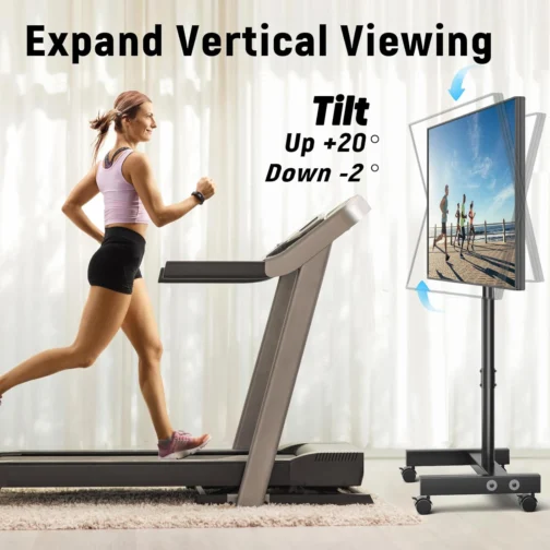YOMT Mobile TV Cart Rolling TV Stand for 13-50 inch Screens, Tilting and Rotating Mount, Portrait to Landscape, Height Adjustable Portable TV Stand with Wheels Holds up to 44lbs Max VESA 200x200mm - Imagem 5