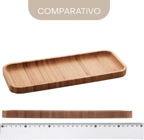 LYOR - Bandeja de Bambu Hire Marrom Natural 28cm - Mesa Posta - Organização - Utensílios de Cozinha - Enxoval - Decoração - Travessa Retangular - Petisqueira - Utilidades Domésticas - Imagem 7