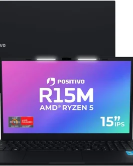Notebook Positivo Vision R15M AMD Ryzen 5-5625U Linux 8GB RAM 256GB SSD Wi-Fi 6 Tela 15.6” Full HD IPS Antirreflexo – Minitela – Permite upgrade de memória RAM e SSD – Preto