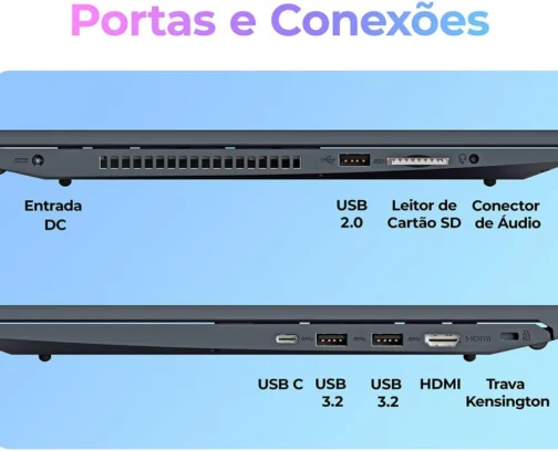 Notebook Positivo Vision R15M AMD Ryzen 5-5625U Linux 8GB RAM 256GB SSD Wi-Fi 6 Tela 15.6” Full HD IPS Antirreflexo - Minitela - Permite upgrade de memória RAM e SSD - Preto - Imagem 8