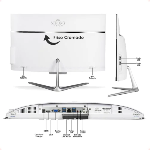 Computador All In One Intel Core i7 23,8" Full HD 16GB SSD 512GB 4 Núcleos Super Turbo Hdmi Strong Tech - Imagem 6