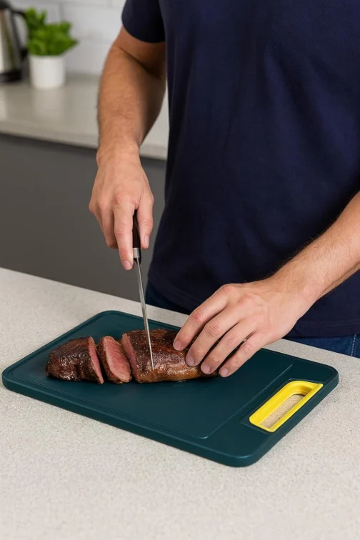 Tábua de Corte Premium Antibacteriana – Polietileno Resistente, Não Mancha e Não Deforma | Ideal para Carnes, Legumes e Cozinha Profissional | Alça Ergonômica, Super Higiênica e Fácil de Limpar - Imagem 6