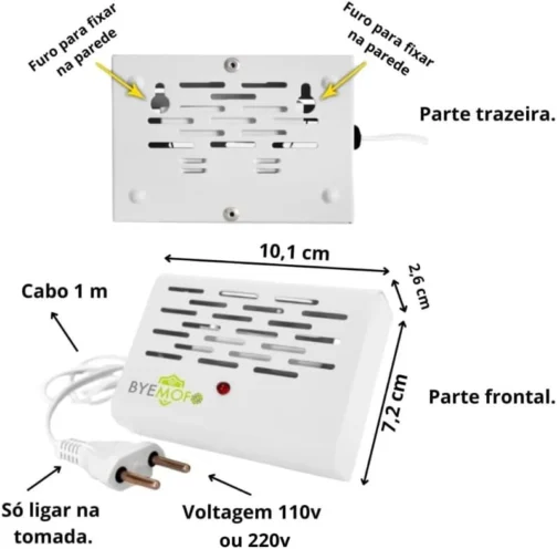 Aparelho Anti Mofo Elétrico Eletrônico 220v Anti Mofo Ácaro Fungos Bolor Legon Bye Mofo AM02-220v - Imagem 4
