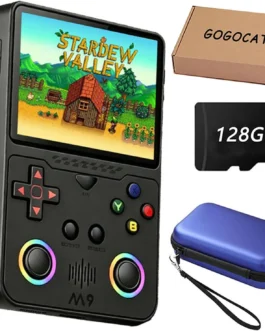 M9 Console De Jogos Portátil Retrô,Mini Console De Videogame,Suporta jogos multijogador online via Wi-Fi,3500mAh,Mais De 29 Emuladores,Sistema Akros 2.0 – Preto