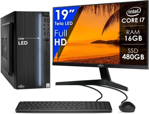 Computador Completo Intel Core i7 16GB SSD 480GB Monitor 19" 4 Núcleos Super Turbo Pc Hdmi Teclado e Mouse Strong Tech - Imagem 2