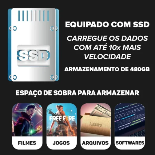Computador Completo Intel Core i7 16GB SSD 480GB Monitor 19" 4 Núcleos Super Turbo Pc Hdmi Teclado e Mouse Strong Tech - Imagem 7