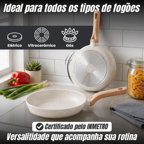 Jogo de Panelas Nivera 6 Peças + 4 Acessórios - BEGE - Imagem 4