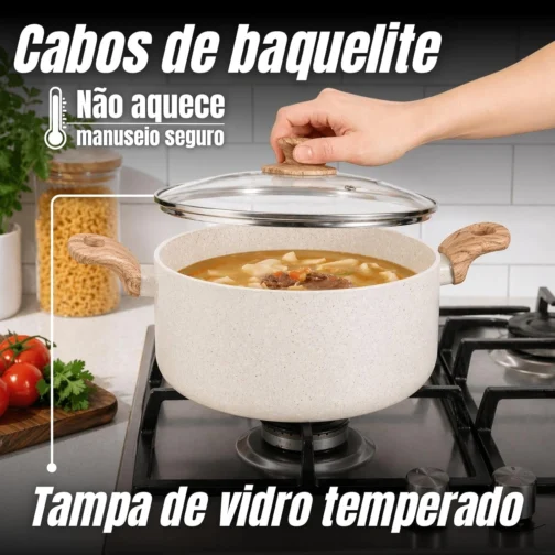 Jogo de Panelas Nivera 6 Peças + 4 Acessórios - BEGE - Imagem 6