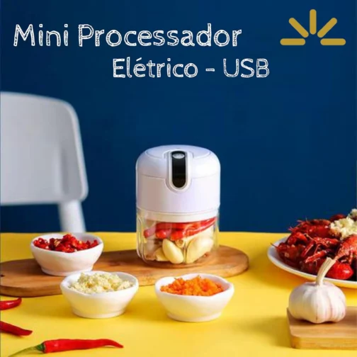 Mini Processador De Alimentos 3 Lâminas Elétrico Bivolt Usb ( Cores variadas) - Imagem 3