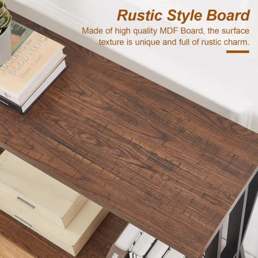 HOMISSUE Mesa de console de sofá, mesa de sofá extralonga de 180 cm com armazenamento de 2 níveis, mesas de console estreitas industriais atrás do sofá, mesa de corredor para entrada, sala de estar - Imagem 6