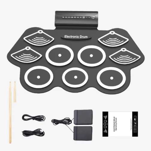 Bateria Eletrônica Portátil com 9 Pads e Pedal, Dobrável, 10 Demos e 7 Estilos de Ritmo - Imagem 2