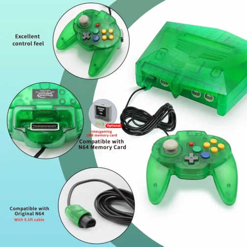 N64 Console - Newly Design Looking for N64 with HD Output (Native RGB Signal), 100% Better Video Quality, Plug & Play - Compatible with All US/JP Cartridges, Including 1 Warrior 64 Controlle (Green) - Imagem 4