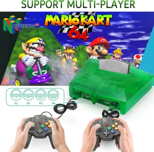N64 Console - Newly Design Looking for N64 with HD Output (Native RGB Signal), 100% Better Video Quality, Plug & Play - Compatible with All US/JP Cartridges, Including 1 Warrior 64 Controlle (Green) - Imagem 6