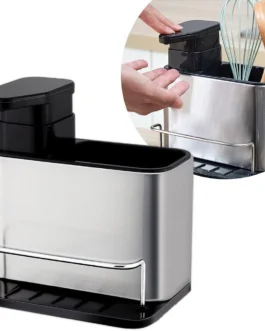 Porta Detergente Organizador Pia Cozinha Dispenser Sabão Inox