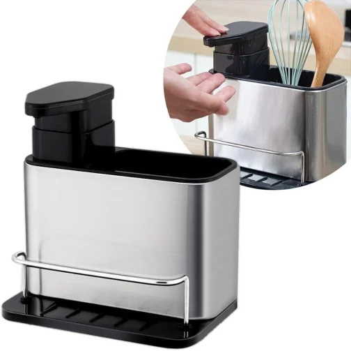 Porta Detergente Organizador Pia Cozinha Dispenser Sabão Inox - Imagem 2