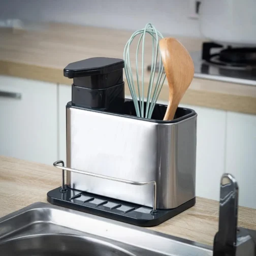 Porta Detergente Organizador Pia Cozinha Dispenser Sabão Inox - Imagem 3