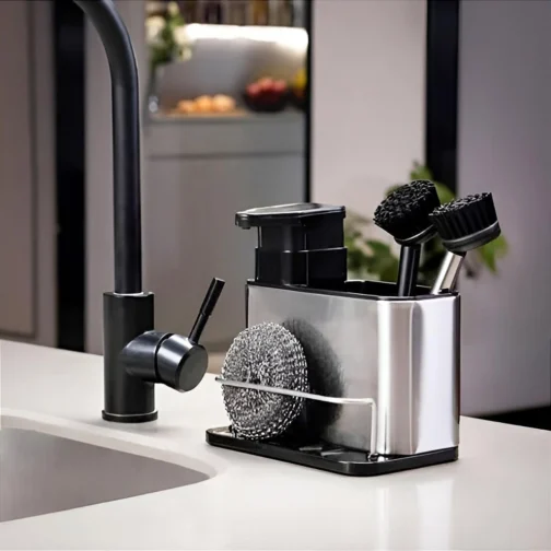 Porta Detergente Organizador Pia Cozinha Dispenser Sabão Inox - Imagem 4