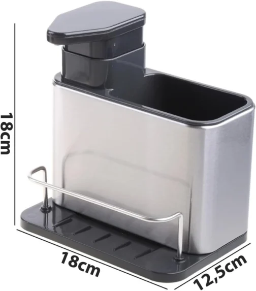 Porta Detergente Organizador Pia Cozinha Dispenser Sabão Inox - Imagem 5