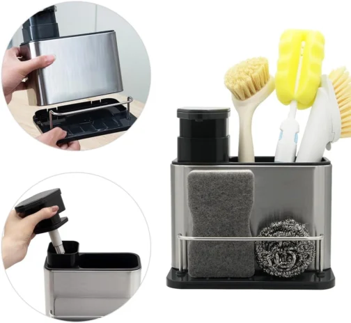 Porta Detergente Organizador Pia Cozinha Dispenser Sabão Inox - Imagem 7