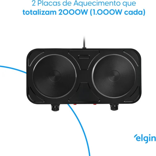 Fogão Elétrico Portátil Cooktop 2 Bocas Elgin - 110V - Imagem 5