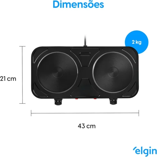 Fogão Elétrico Portátil Cooktop 2 Bocas Elgin - 110V - Imagem 6