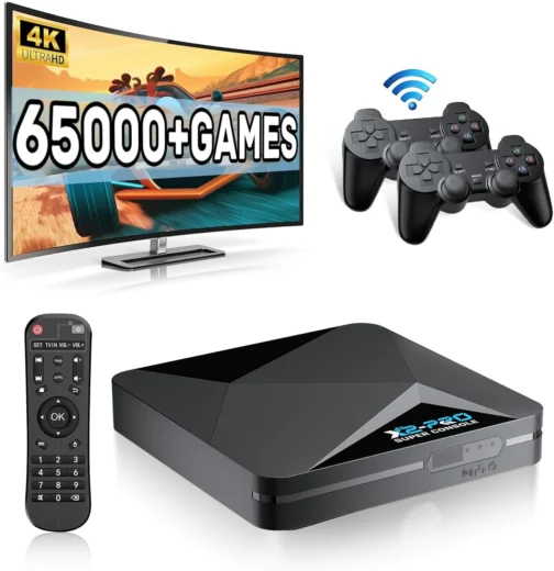 Kinhank Super Console X2 Pro Retro Game Console with 60000+Games,Video Game Console EmuELEC 4.5&Android 9.0 in 1,Compatible with 65+ Emulators,2 Controllers - Imagem 2