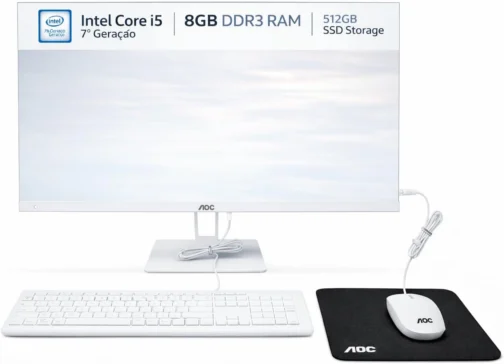 Computador All in One 27" Full HD Intel Core i5-7200U SSD 512GB 8GB RAM, Wi-Fi Bluetooth HDMI VGA, Alto-Falantes Integrados com Teclado e Mouse PC Completo - Imagem 2