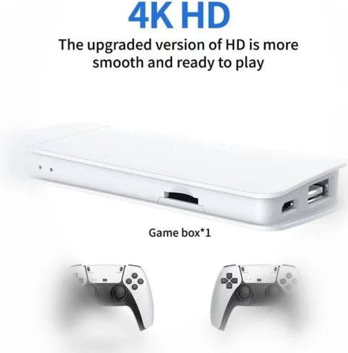 Game Stick Retrô 4K HDMI Plug and Play com 20.000+ Jogos, 9 Emuladores, 2 Controles Sem Fio 2.4GHz, Console Portátil para TV com Cartão TF 64GB, Branco - Imagem 4