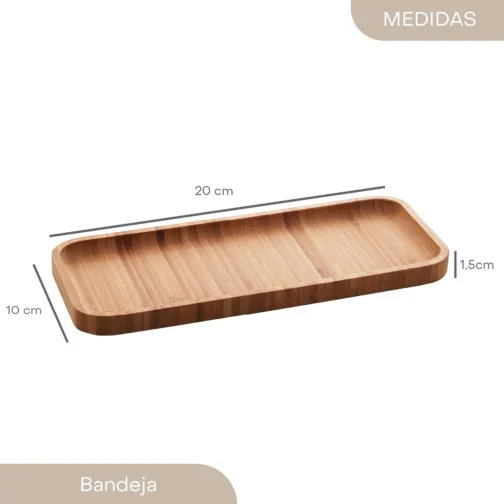 LYOR - Bandeja de Bambu Hire Marrom Natural 20cm - Mesa Posta - Organização - Utensílios de Cozinha - Enxoval - Decoração - Travessa Retangular - Petisqueira - Utilidades Domésticas - Imagem 4