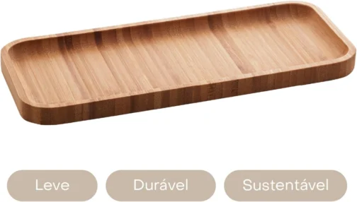LYOR - Bandeja de Bambu Hire Marrom Natural 20cm - Mesa Posta - Organização - Utensílios de Cozinha - Enxoval - Decoração - Travessa Retangular - Petisqueira - Utilidades Domésticas - Imagem 5