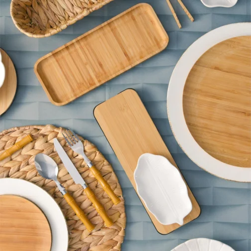LYOR - Bandeja de Bambu Hire Marrom Natural 20cm - Mesa Posta - Organização - Utensílios de Cozinha - Enxoval - Decoração - Travessa Retangular - Petisqueira - Utilidades Domésticas - Imagem 8