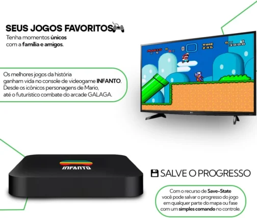 Video Game Retrô Infanto 4 - Console Retrô com 44 mil jogos antigos (2 controles) (Sem fio) - Imagem 8