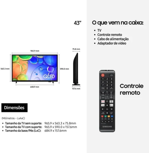 Samsung Combo Smart TV 43" QLED Full HD Q5F + Soundbar B Series HW B450F - Imagem 6