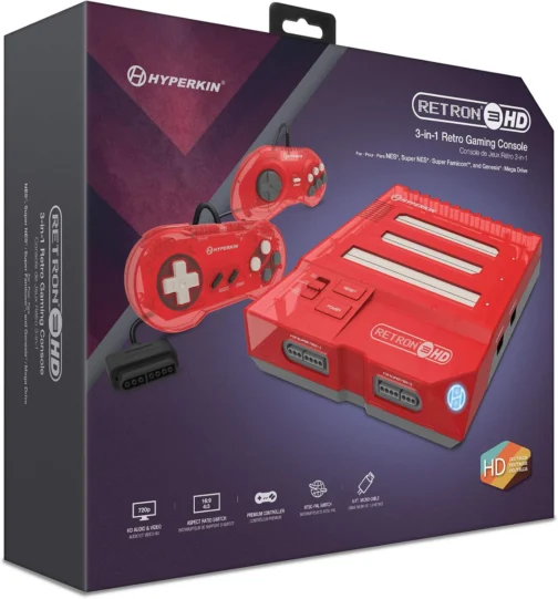 Hyperkin RetroN 3 HD 3-in-1 Retro Gaming Console for NES, Super Famicom, and Genesis/ Mega Drive (Jasper Red) - Super NES - Imagem 3
