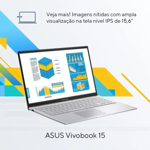 Notebook ASUS Vivobook 15, Intel Core i5, 8 GB, 512 GB SSD, KeepOS, 15.6'' FHD, Cool Silver - X1504VA-NJ1741 - Imagem 4