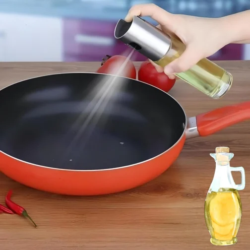 Borrifador Spray Azeite Óleo Vinagre Pulverizador Cozinha Premium Vidro Inox Multiuso Galheteiro Controle de Óleo Alimentação Saudável Prático Resistente Uso Doméstico e Profissional - Imagem 3