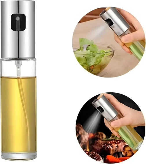 Borrifador Spray Azeite Óleo Vinagre Pulverizador Cozinha Premium Vidro Inox Multiuso Galheteiro Controle de Óleo Alimentação Saudável Prático Resistente Uso Doméstico e Profissional - Imagem 6
