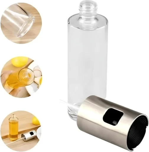 Borrifador Spray Azeite Óleo Vinagre Pulverizador Cozinha Premium Vidro Inox Multiuso Galheteiro Controle de Óleo Alimentação Saudável Prático Resistente Uso Doméstico e Profissional - Imagem 7