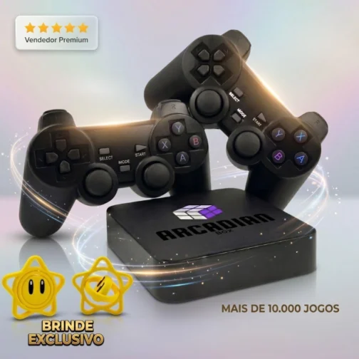 Arcadian Box Console Retro - Sistema Multijogos 4K HDMI - Inclui 2 Controles USB - Compatível com PS1, N64, SNES e Arcade - Imagem 2