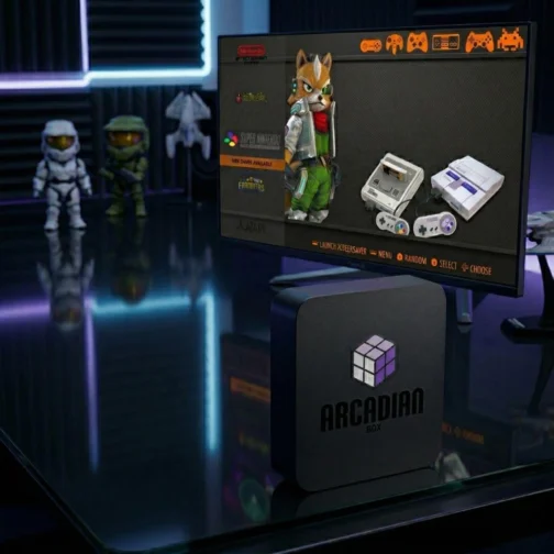 Arcadian Box Console Retro - Sistema Multijogos 4K HDMI - Inclui 2 Controles USB - Compatível com PS1, N64, SNES e Arcade - Imagem 9