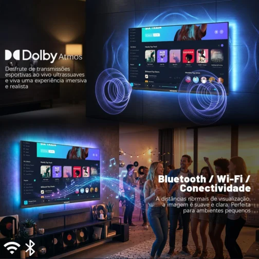 Smart TV 32 Polegadas, Whale 10.0, LED HD Ready, Wi-Fi e Bluetooth, Dolby Atmos, Netflix e YouTube, 3x HDMI - Imagem 4