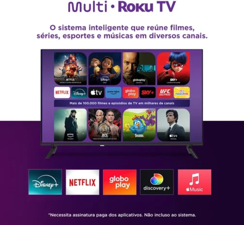 Smart TV DLED 32 HD Multi Essencial Roku 3HDMI 2USB Wi-Fi - Imagem 4