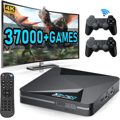 Kinhank Retro Game Console Super Console X2 Pro Built-in 65000+ Games, Video Game Console Android 9.0/Emuelec 4.6, S905X2 Chip, 4K UHD Output,2.4G/5G, BT 5.0 - Imagem 2