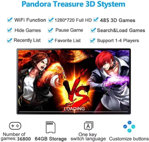 GWALSNTH Console de Jogos Arcade 3D Pandora Box 18S Pro, Máquina de Videogame Hd com 36800 Jogos Em 1, Plug And Play para Jogar Em Casa, Função Wi-Fi. - Imagem 3