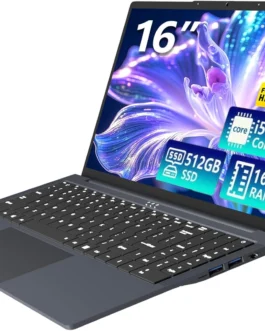 KUMNOSAL Laptop de 16 polegadas, tela FHD IPS 1200p, laptop para jogos i5 (até 3,6 GHz) para 16 GB LPDDR4 RAM 512 GB SSD, WiFi aberto de 180 ângulos, 5, teclado retroiluminado HDMI, gráficos UHD 617