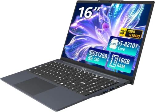 KUMNOSAL Laptop de 16 polegadas, tela FHD IPS 1200p, laptop para jogos i5 (até 3,6 GHz) para 16 GB LPDDR4 RAM 512 GB SSD, WiFi aberto de 180 ângulos, 5, teclado retroiluminado HDMI, gráficos UHD 617 - Imagem 2