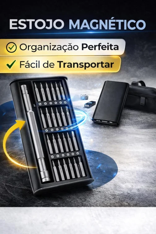 Kit Chave de Fenda de Precisão 24 em 1 com Estojo Magnético – Conjunto Profissional para Reparos em Celular, Notebook, Relógios, Óculos e Eletrônicos - Imagem 3