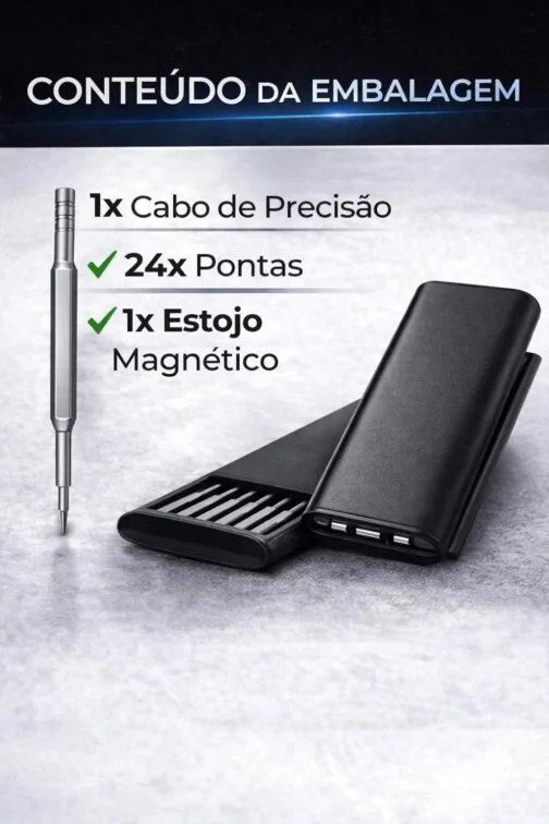 Kit Chave de Fenda de Precisão 24 em 1 com Estojo Magnético – Conjunto Profissional para Reparos em Celular, Notebook, Relógios, Óculos e Eletrônicos - Imagem 4