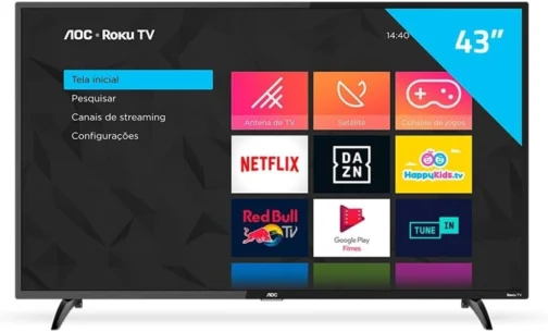 Smart TV LED 43" HD AOC 43S5195/7 - Wifi, USB, HDMI - Imagem 2
