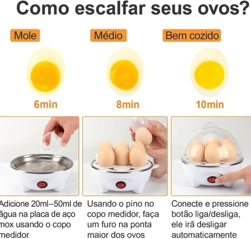 Cozedor Elétrico de Ovos a Vapor 7 Unidades, Egg Cooker Portátil com Desligamento Automático, Escalfador Legumes Vapor, Compacto para Café da Manhã Saudável, Cozinha, Trailer e Viagem 110V - Imagem 5
